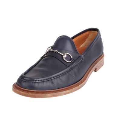 Gucci Size 9.5 Navy Blue Leather Loafers