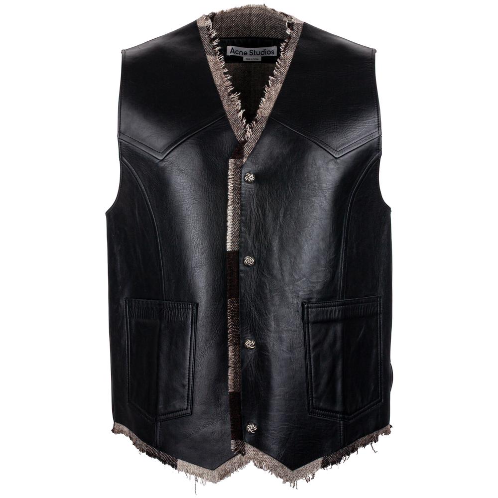 Acne Studios Size 52 Black Leather Vest