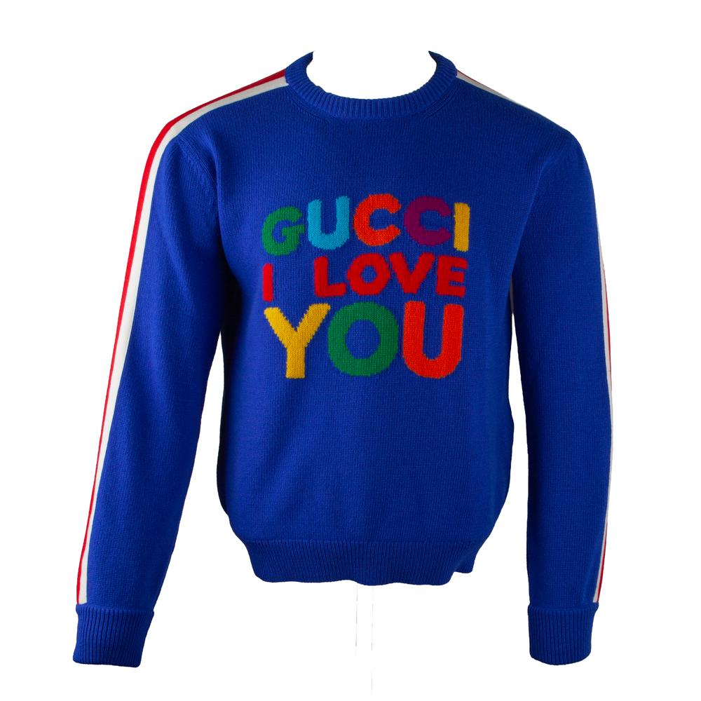 Gucci Size Medium Blue ' I Love You ' Sweater