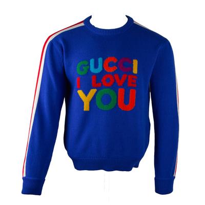 Gucci Size Medium Blue 'I Love You' Sweater