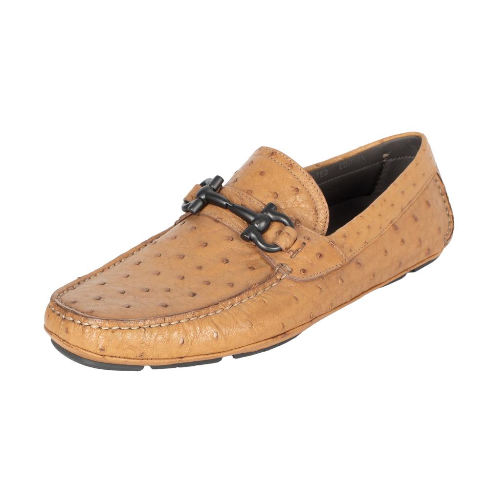 Salvatore Ferragamo Gancini Ostrich Size 7.5 Drivers
