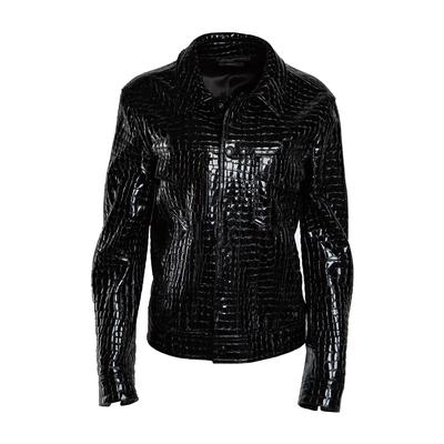 Tom Ford Size Medium Black Embossed Croc Leather Jacket 