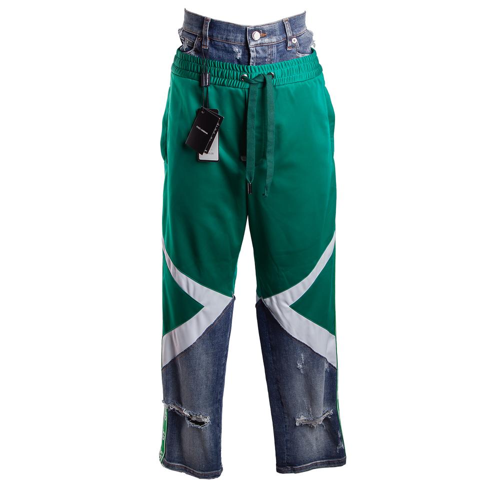 Dolce + Gabbana Size 48 Green Sweatpants Denim Pants