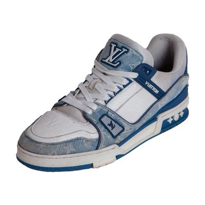Louis Vuitton Size 8 White Low Top Denim Sneakers 