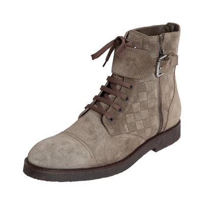 Louis Vuitton Size 9.5 Taupe Suede Damier Ankle Boot 