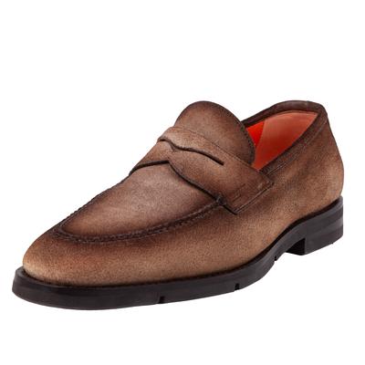 Santoni Size 11 Tan Suede Loafers