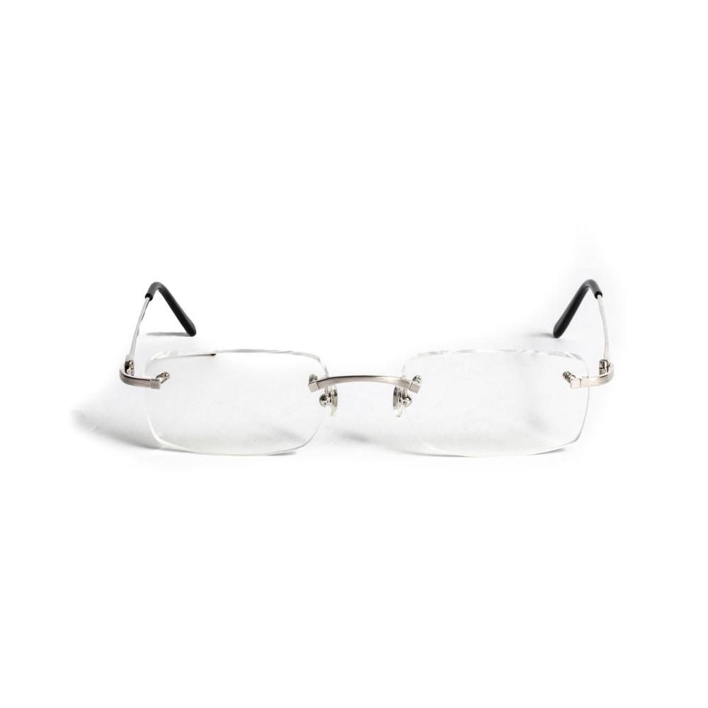  Cartier Silver Rectangle Reader Glasses With Case