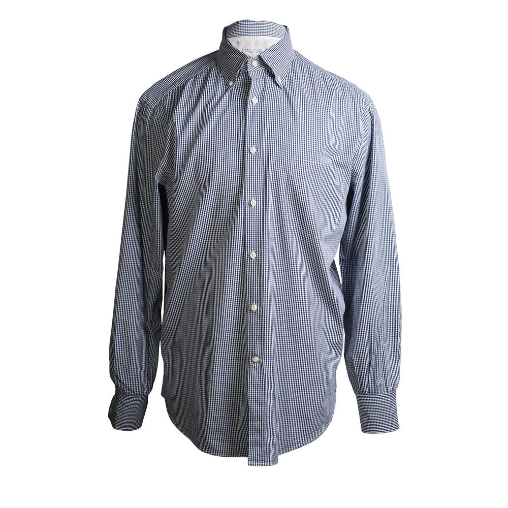  Brunello Cucinelli Size Large Gingham Button Down Shirt