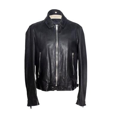  Burberry XL Black Leather Jacket 