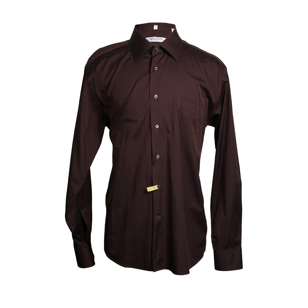  Balmain Size Xl Brown Long Sleeve Shirt