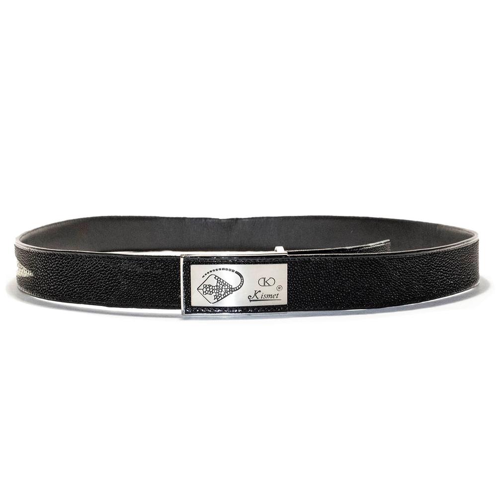  Kismet Size 48 Stingray Black Leather Belt