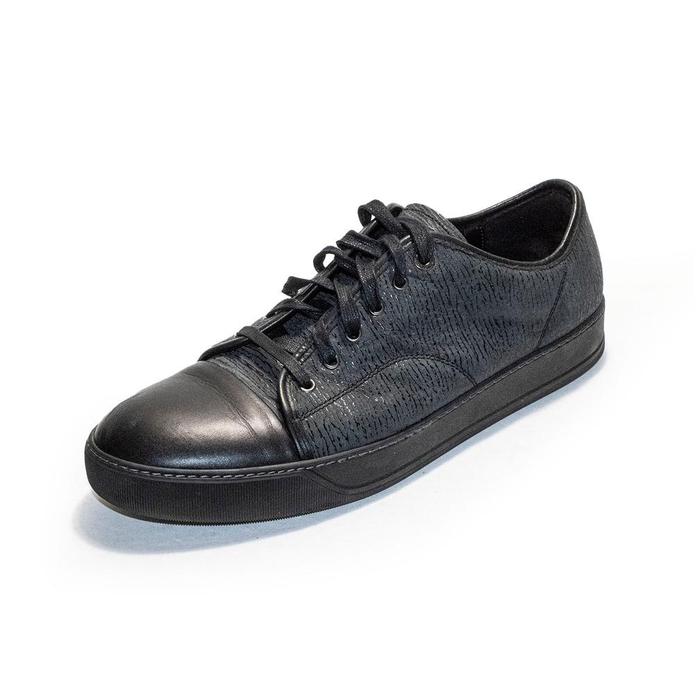  Lanvin Size 13 Black Leather Sneakers