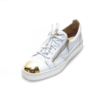 Giuseppe Zanotti Size 14 White Gold Toe Sneakers 