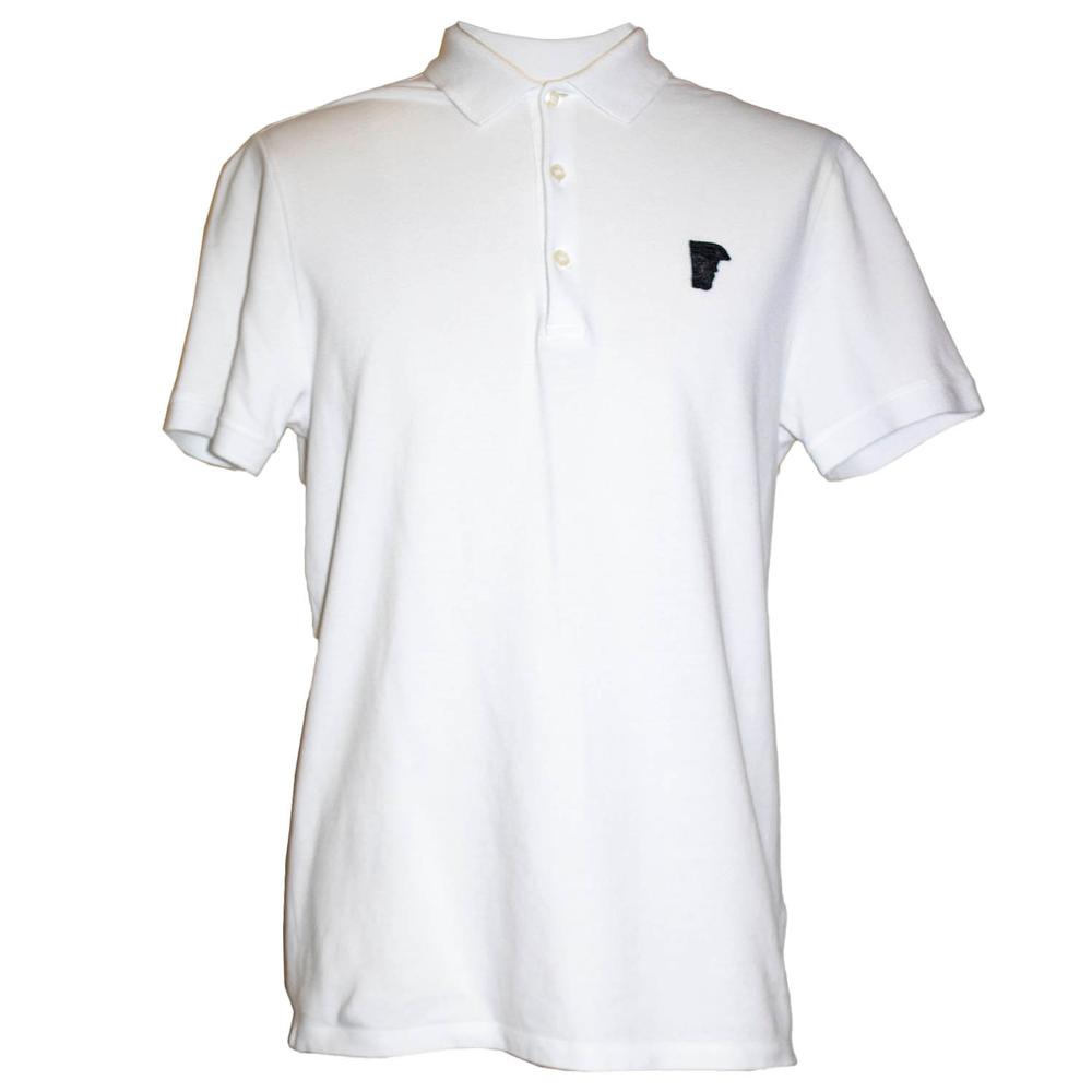  Versace Size Large Collection White Polo Short Sleeve