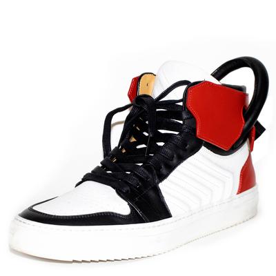 Buscemi Size 8 Red, White, Black Leather Hi-Tops