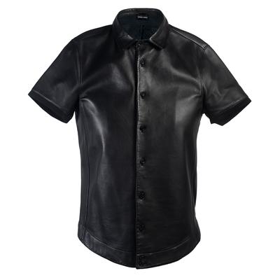 Emporio Armani Size 46 Black Leather Shirt