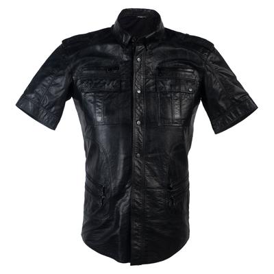 Balmain Size 37 Black Leather Shirt