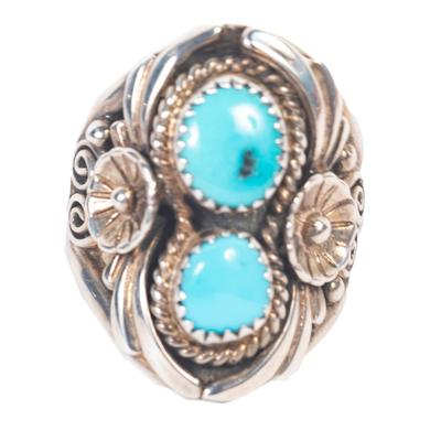 Double Turquoise Leaf Size 9 ring