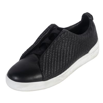 Ermenegildo Zegna Size 10 Black Woven Leather Sneakers