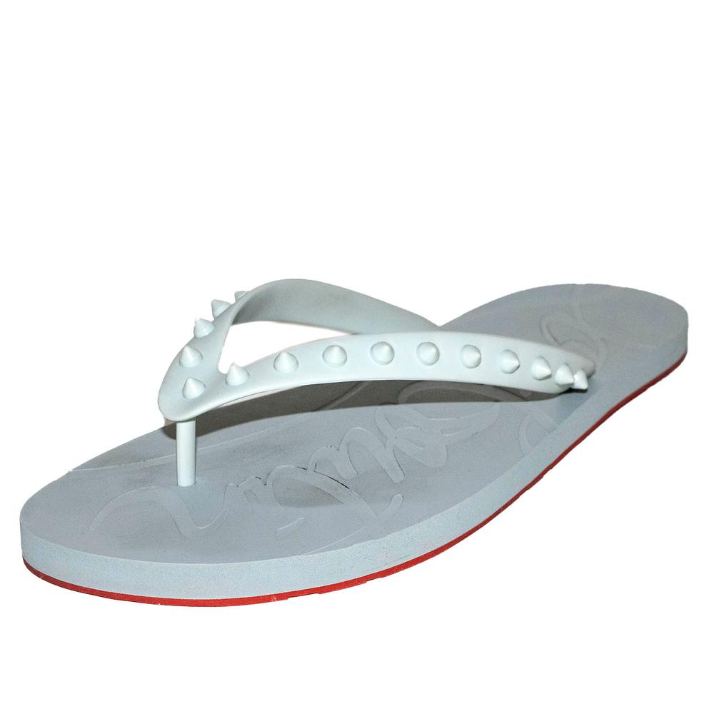 Christian Louboutin Size 12.5 Grey Spike Rubber Sandal