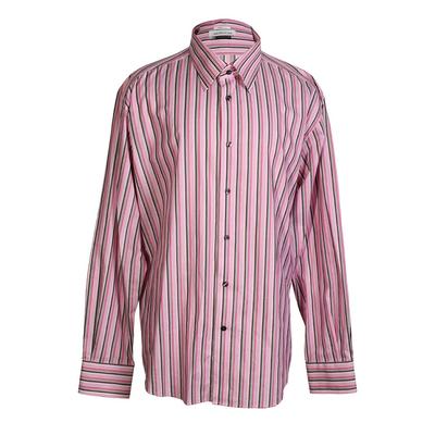 Versace Size 18-18.5 Business Fit Striped Shirt
