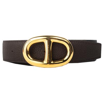 Hermes Brown Gold Tone Buckle Leather Belt