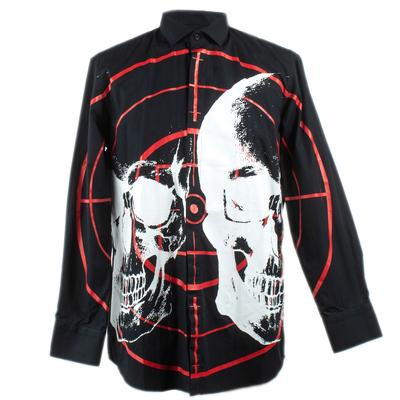 Philipp Plein Size Large Graphic Black Button Up Long Sleeve