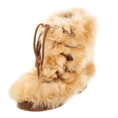 Saint Laurent Size 8.5 Cream Faux Fur Snow Boots 