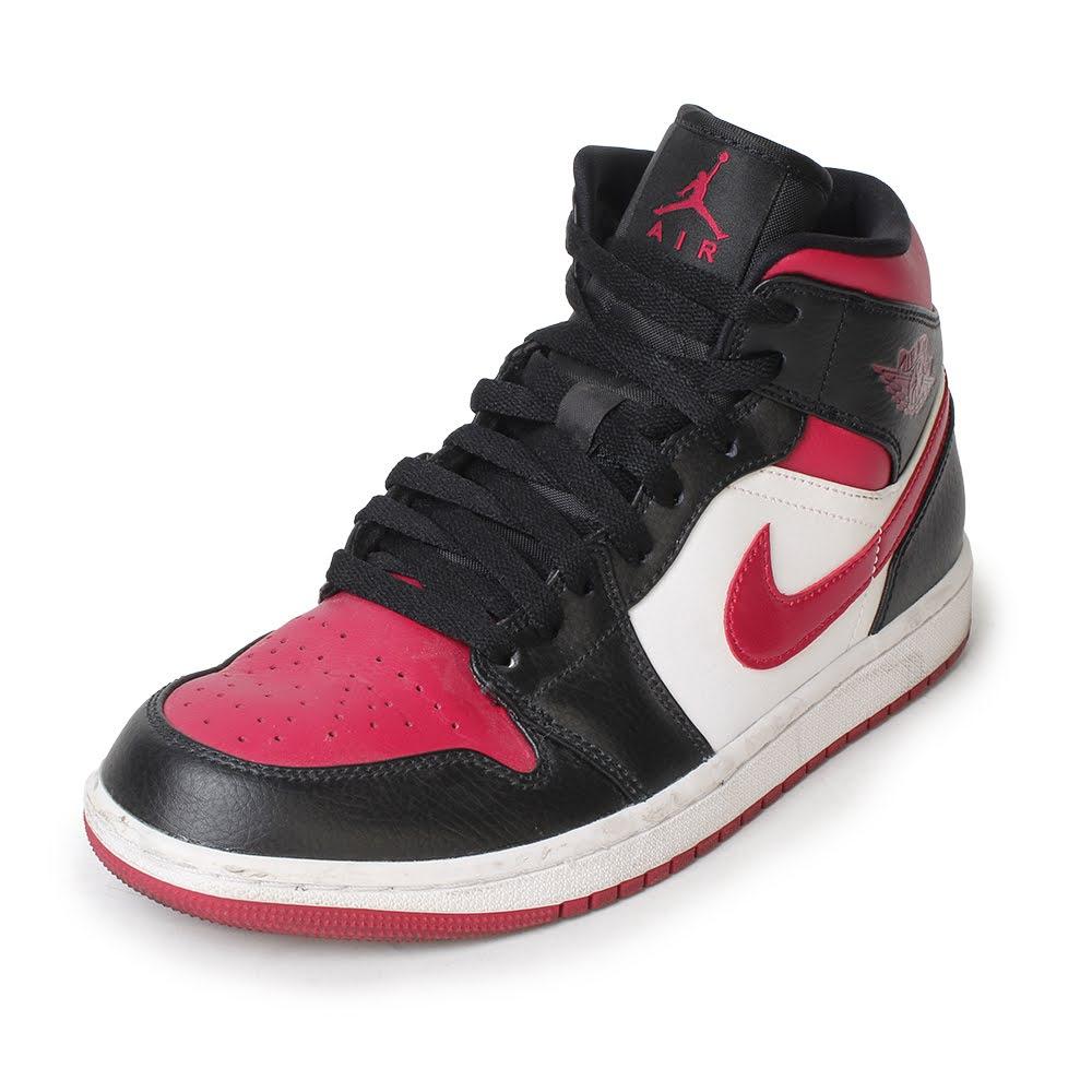  Air Jordan 1 Size 8 Mid ‘ Bred Toe ’ Sneakers