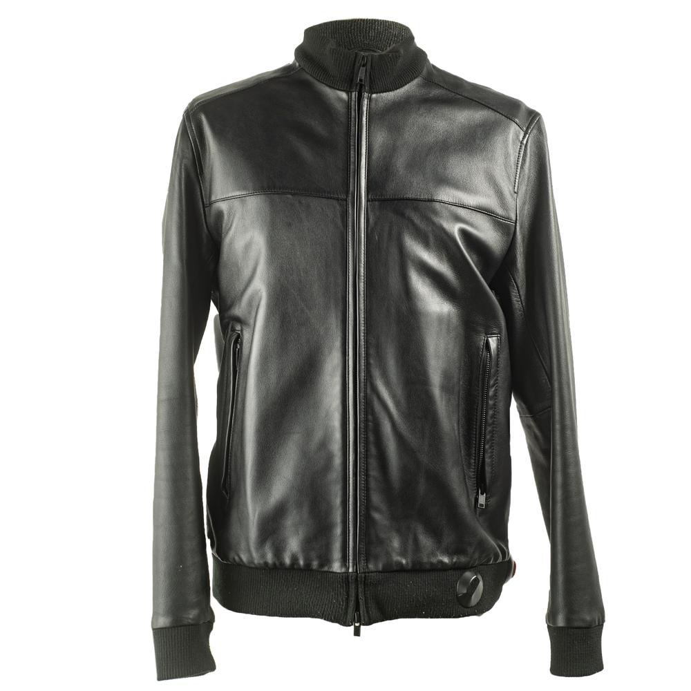  Theory Size Medium Black Leather Zip Up Jacket