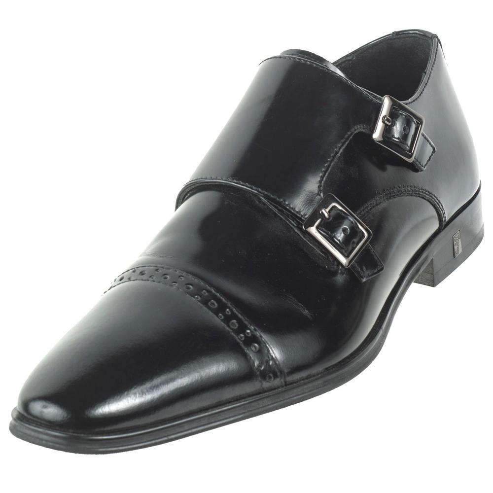  Versace Size 7.5 Black Leather Loafers