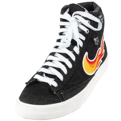 Nike Size 10 Black Blazer Flames Print Hi-Top Sneakers