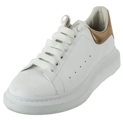 Alexander McQueen Size 9.5 White & Gold Platform Sneakers
