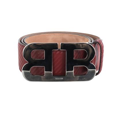 Bally Size Large Red Leather Mirror Buckle Belt 