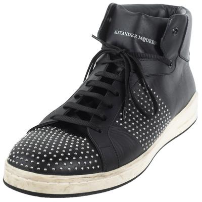 Alexander McQueen Size 11 Black Leather Stud High Top Sneakers