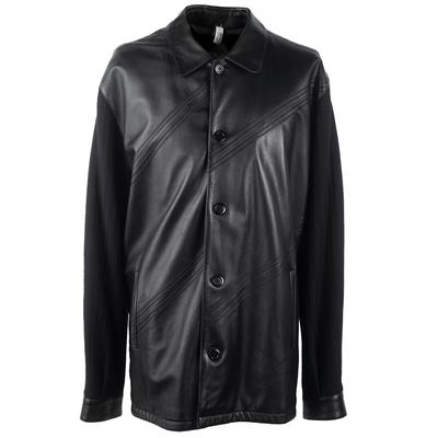 Bernini Size 46 Black Leather Jacket 