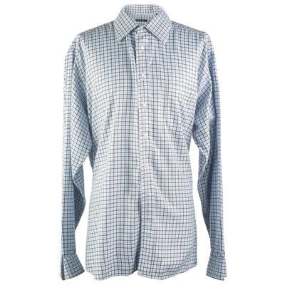 Burberry Size 17-17.5 Stitched Plaid Long Sleeve Shirt 