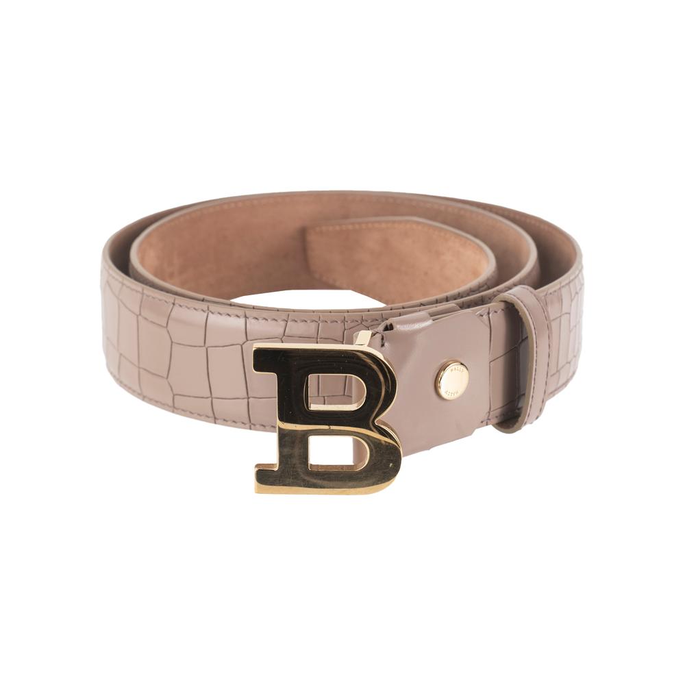  Bally Size 44 Xl Taupe Leather Embossed Belt