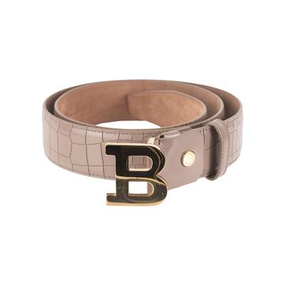 Bally Size 44 XL Taupe Leather Embossed Belt 