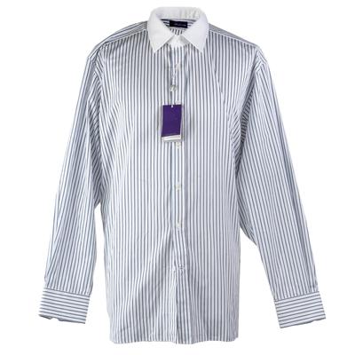 Ralph Lauren Size 17-17.5 Blue & White Striped Dress Shirt