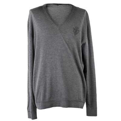Gucci Size XXL Grey V-Neck Sweater