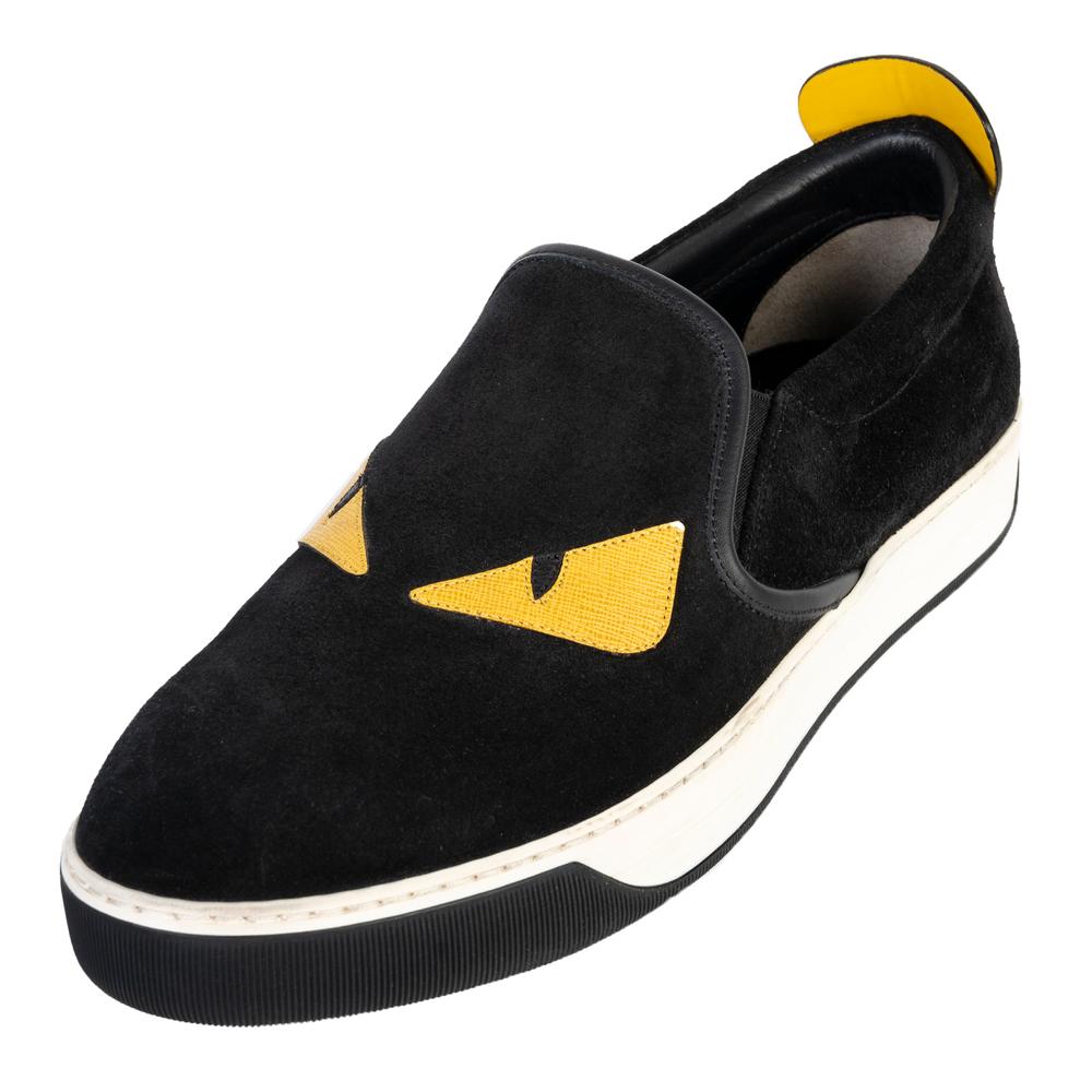  Fendi Size 8 Black Suede Slip On Sneakers