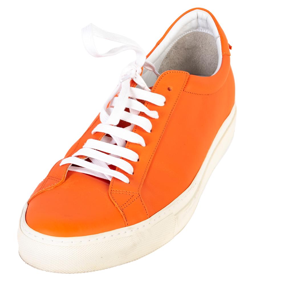  Givenchy Size 13 Orange Leather Sneakers