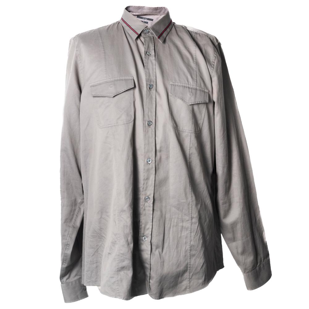  Gucci Size 17.- 17.5 Grey Long Sleeve Dress Shirt