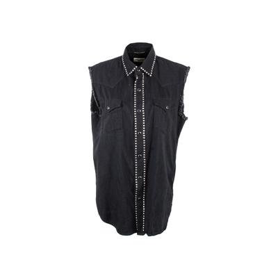 Saint Laurent Size XL Black Studded Fringe Vest