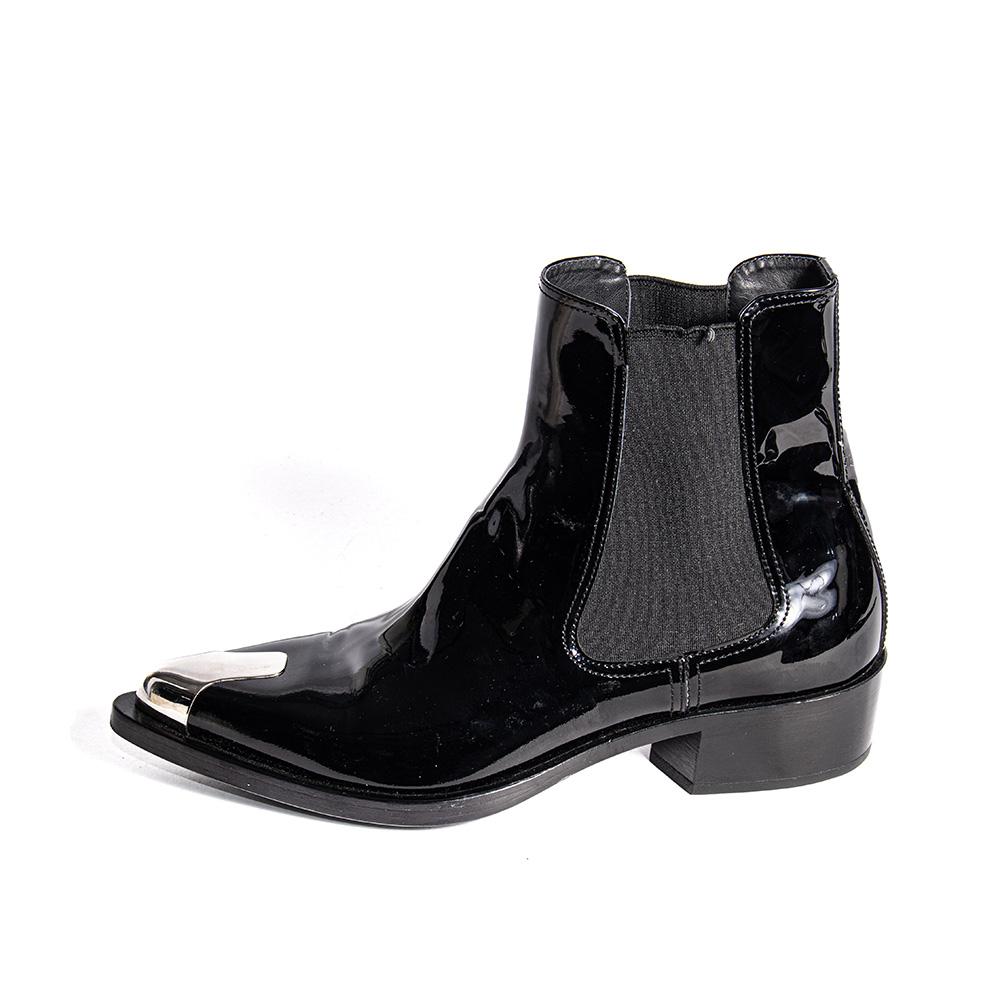  Alexander Mcqueen Size 8 Black Patent Leather Black Boots