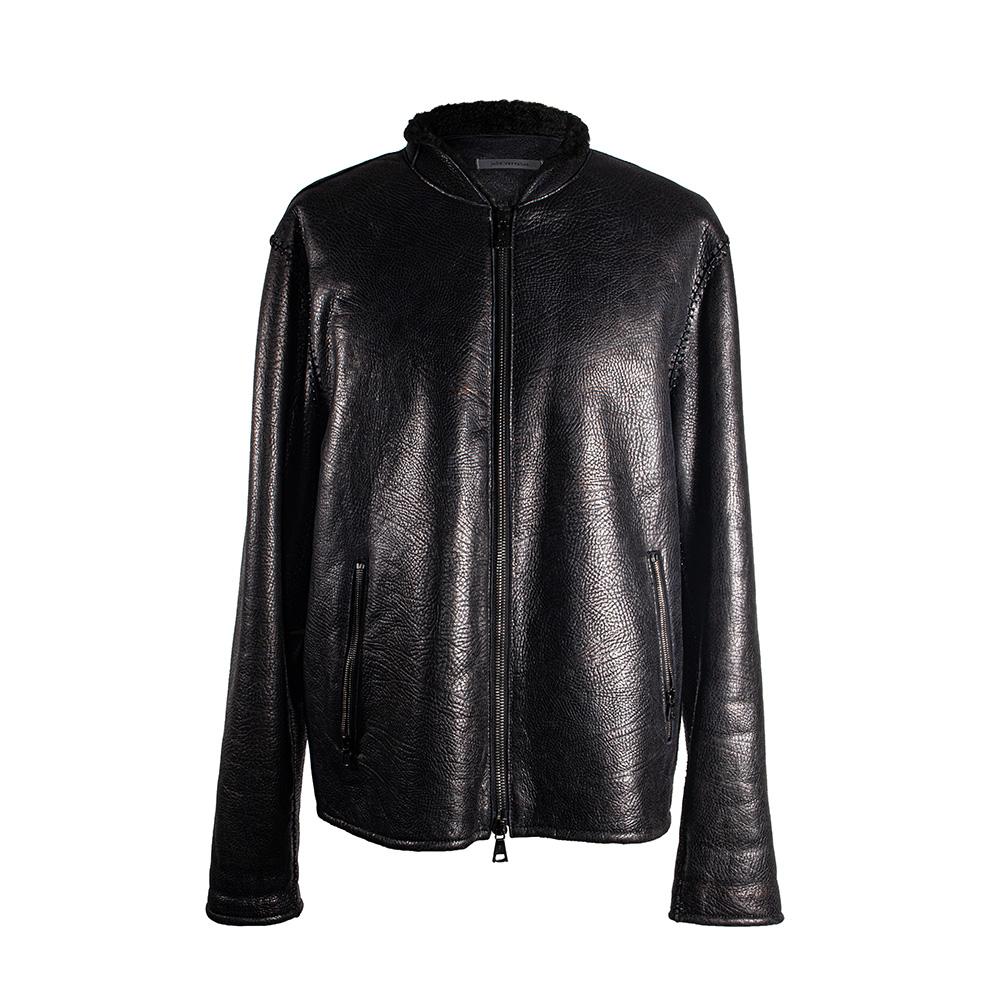  John Varvatos Size 54 Black Leather Jacket