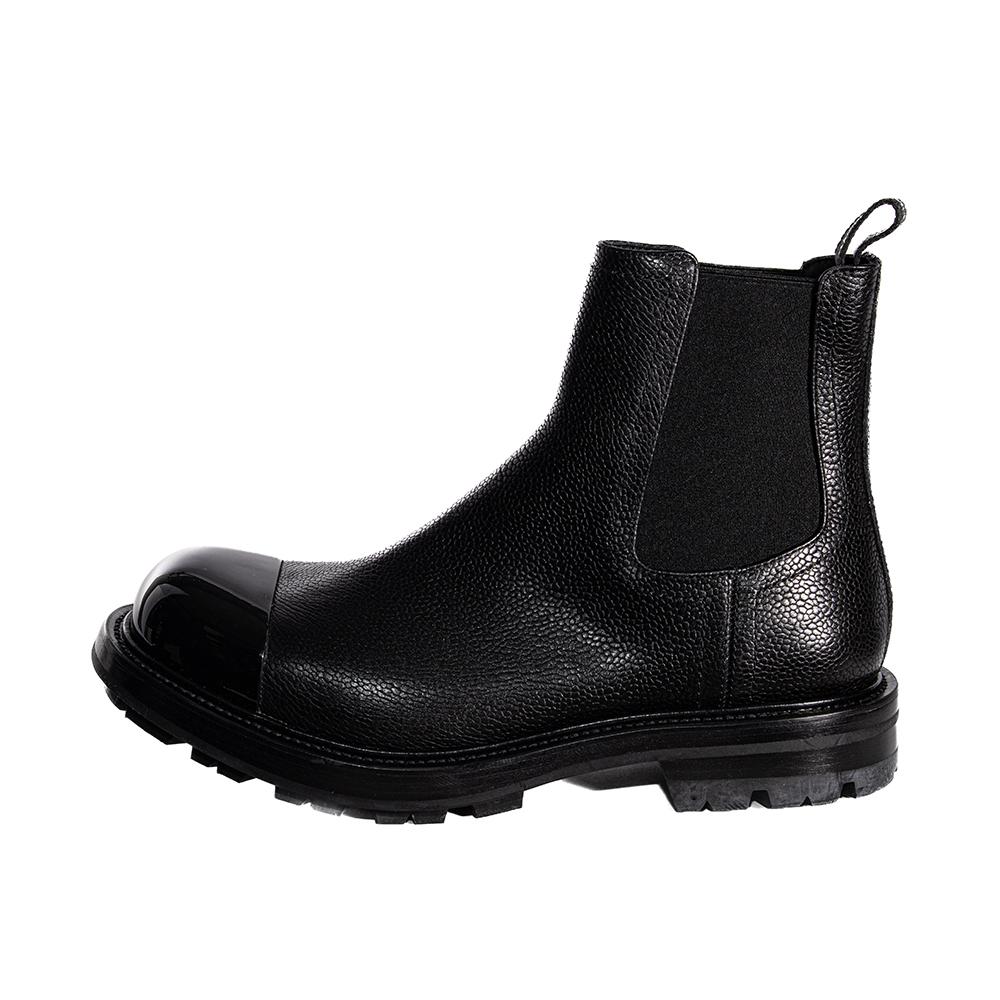  Alexander Mcqueen Size 8 Black Cap Toe Boots