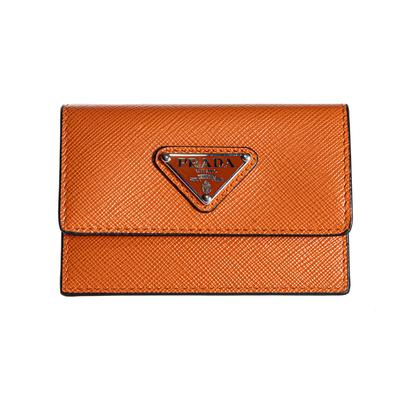 Prada Orange Leather Card Holder