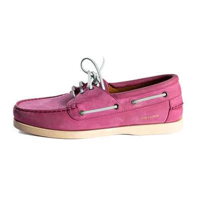 Saint Laurent Size 45 Pink Suede Lace Up Boat Shoes
